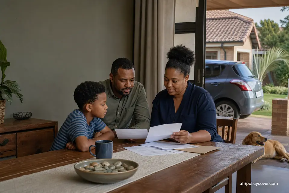 South African family comparing protection for their household, car, health and pet